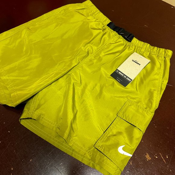 Nike Mens Green Pockets Belted Elastic Waist Volley Swim Shorts Size S M L XL - Picture 3 of 8